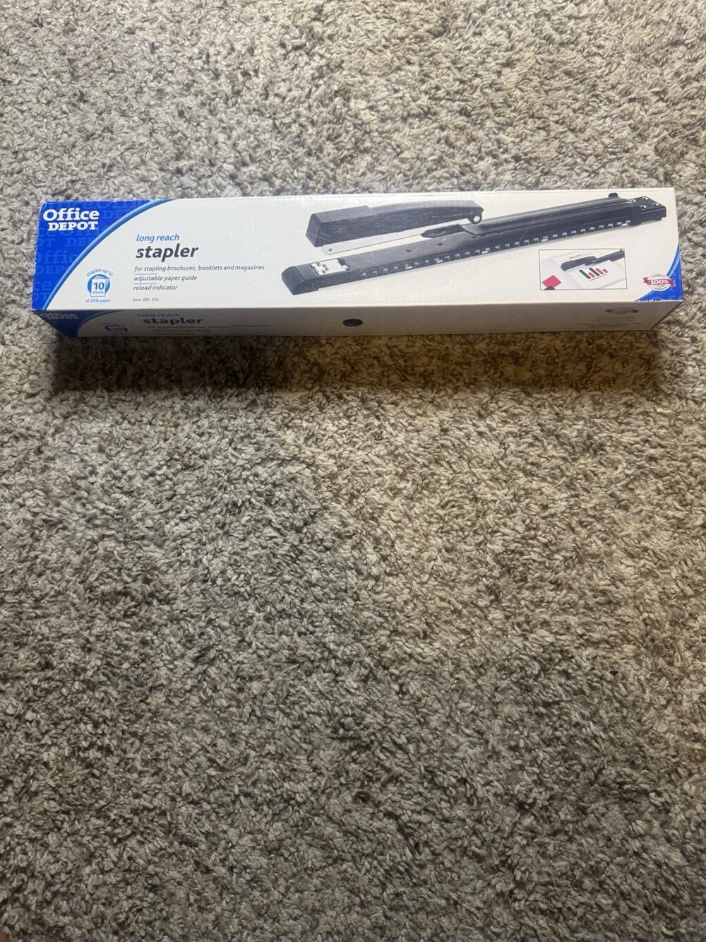 Office Depot Long Reach Stapler 285-535 Black Booklet Magazine Stapler New